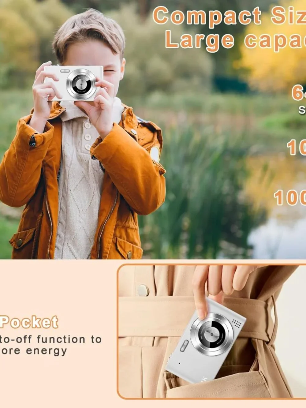 4K Digital Camera, 48MP Vlogging Camera for YouTube with Autofocus, 16X Digital